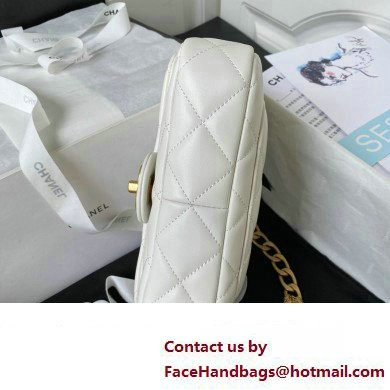 Chanel Lambskin  &  Gold-Tone Metal small flap bag white AS4231 2023